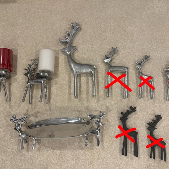 2016 Crate & Barrel Silver Large Reindeer Serving Tray Candle Pottery Barn - Picture 1 of 9